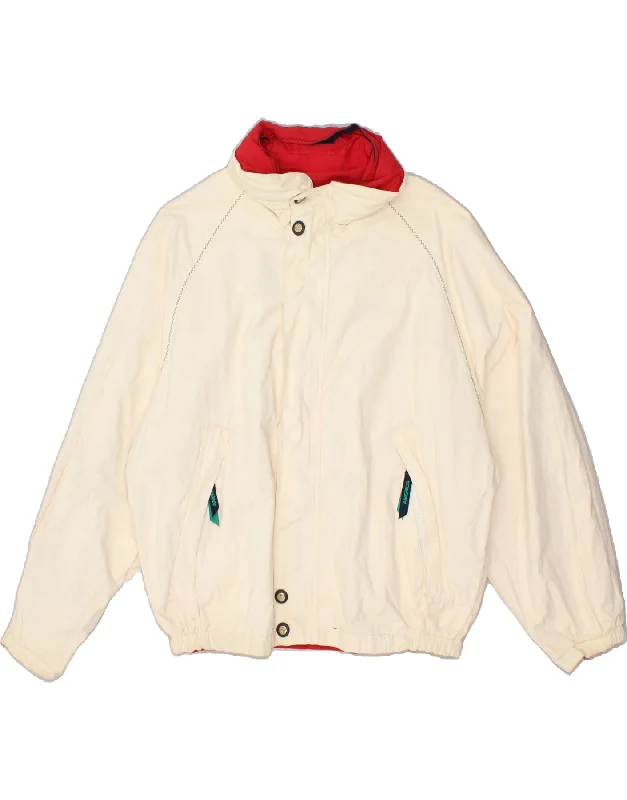 Men's Coats for RunningVINTAGE Mens Hooded Graphic Reversible Jacket IT 52 XL White Colourblock