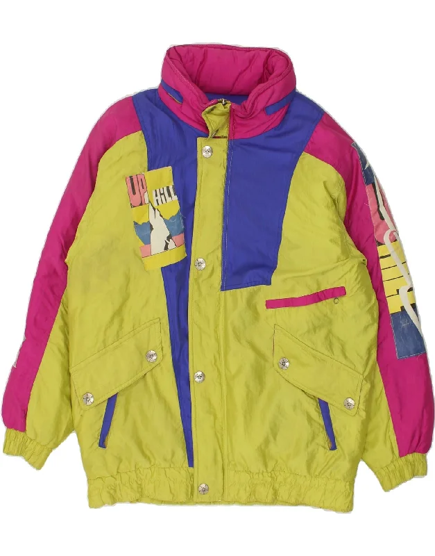 Men's Coats for BikingVINTAGE Mens Hooded Graphic Windbreaker Jacket EU 52 XL Yellow Colourblock