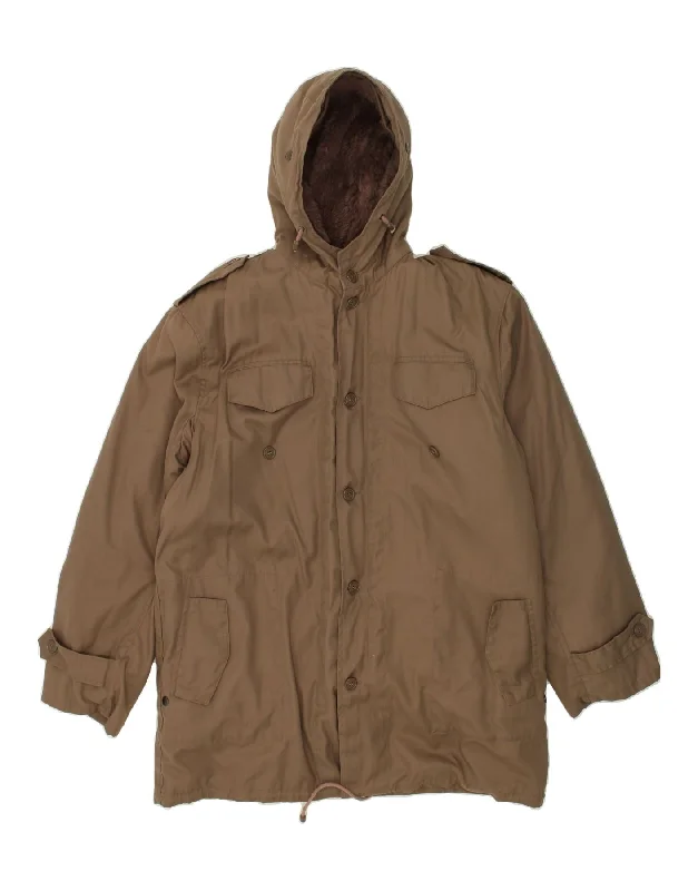 Men's Coats for Skinny MenVINTAGE Mens Hooded Windbreaker Jacket IT 56 3XL Brown Polyester