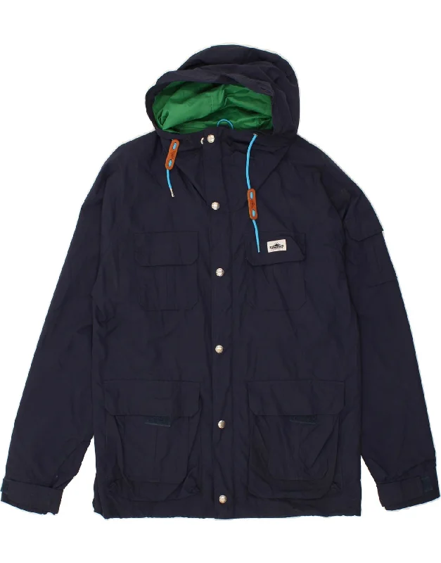 Fashionable Men's Denim JacketsVINTAGE Mens Hooded Windbreaker Jacket UK 36 Small Navy Blue Nylon