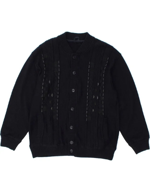 Men's Coats with LiningVINTAGE Mens Knit Bomber Jacket UK 38 Medium Navy Blue