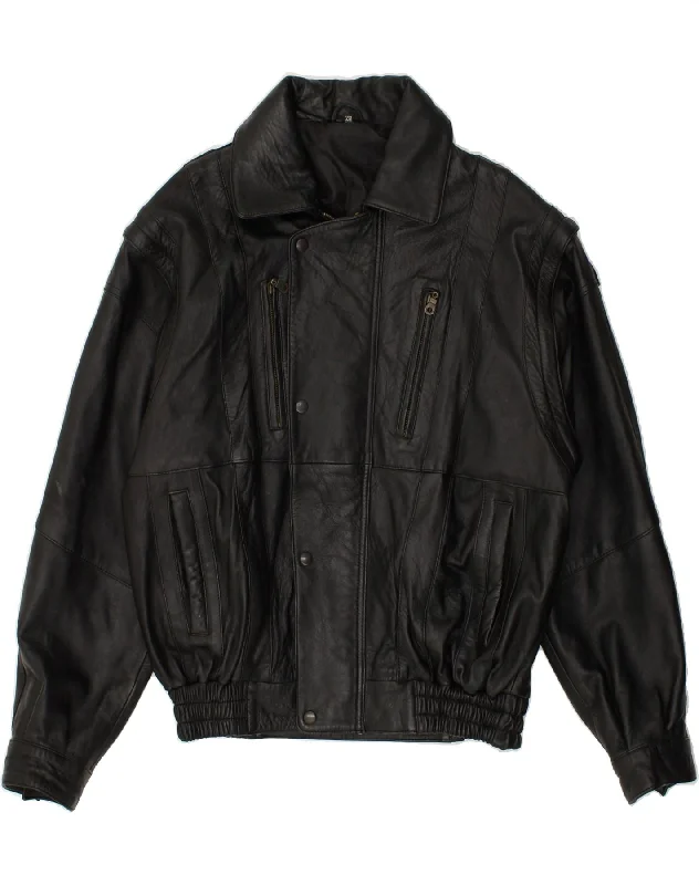 Winter-Ready Men's CoatsVINTAGE Mens Leather Jacket IT 48 Medium Black Leather