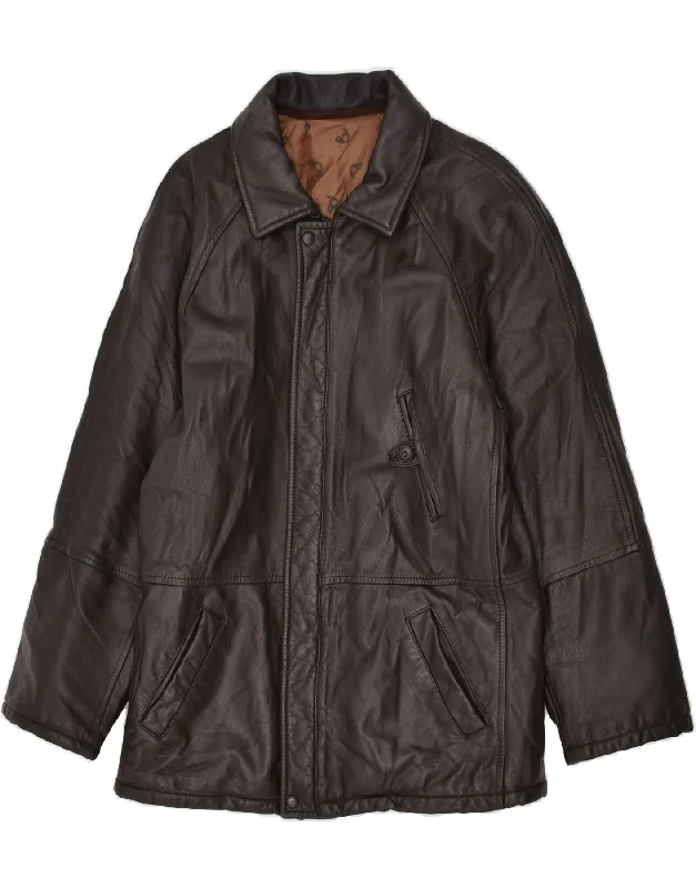 Men's Coats for Outdoor ActivitiesVINTAGE Mens Leather Jacket IT 48 Medium Brown