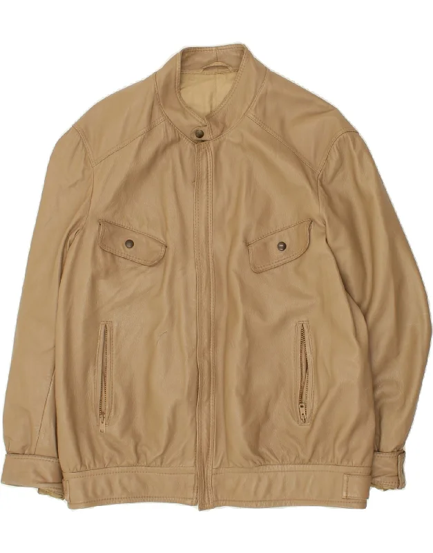 Classic Men's Trench CoatsVINTAGE Mens Leather Jacket IT 54 2XL Beige