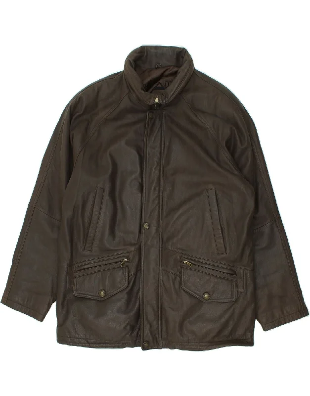 Men's Coats for TravelVINTAGE Mens Leather Jacket IT 54 2XL Brown Leather