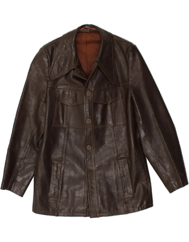 Men's Coats for TravelVINTAGE Mens Leather Jacket UK 34 XS Brown