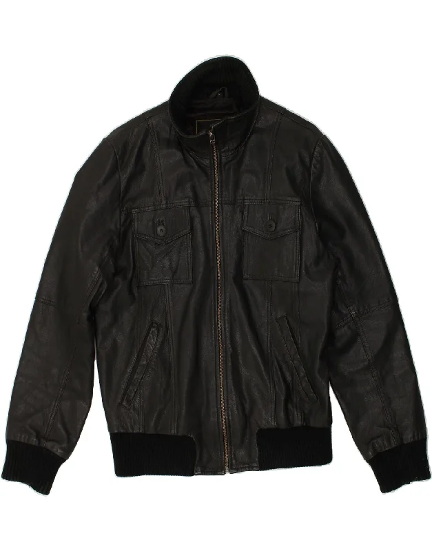 Classic Men's Trench CoatsVINTAGE Mens Leather Jacket UK 40 Large Black Leather
