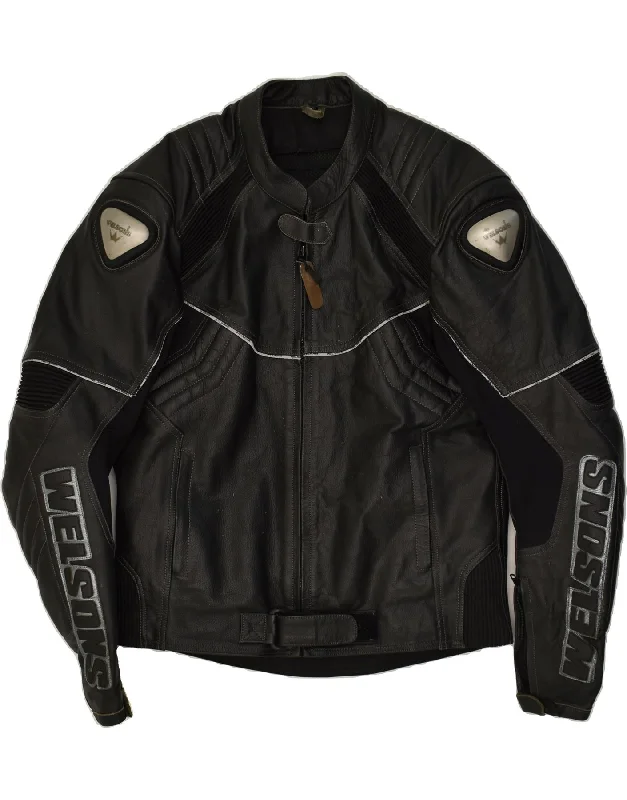 Men's Coats with Tactical FeaturesVINTAGE Mens Leather Racer Jacket UK 42 XL Black