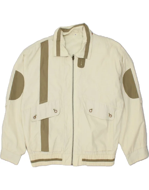 Men's Coats for WorkVINTAGE Mens Loose Fit Bomber Jacket IT 44 XS Beige Polyester