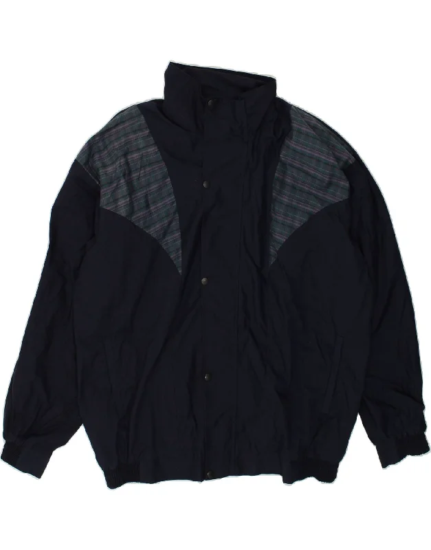 Men's Coats for Winter CampingVINTAGE Mens Loose Fit Bomber Jacket UK 42 XL Navy Blue Colourblock