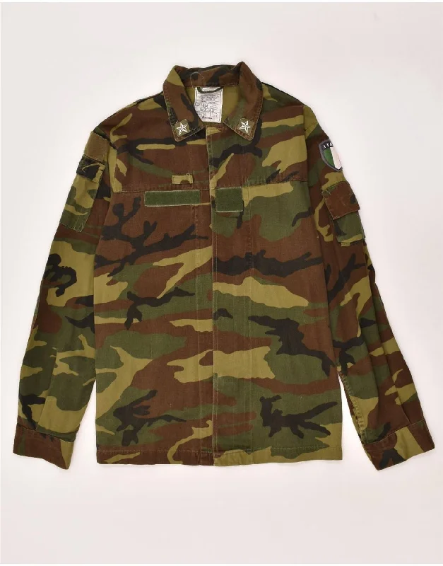 Waterproof Men's ParkasVINTAGE Mens Military Jacket IT 50 Large Khaki Camouflage Cotton