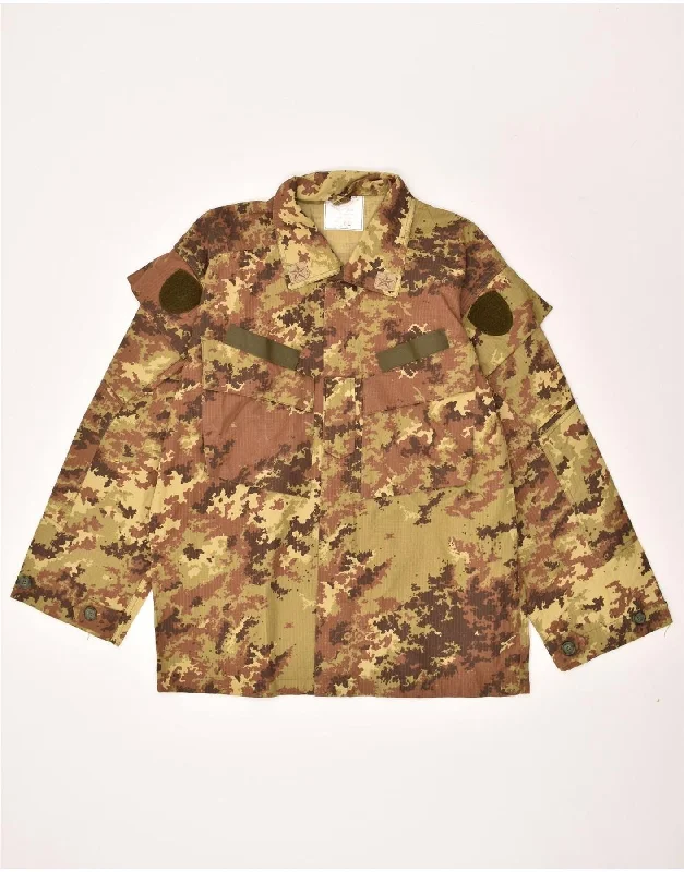 Men's Coats with Chest PocketsVINTAGE Mens Military Jacket IT 52 XL Khaki Camouflage Cotton