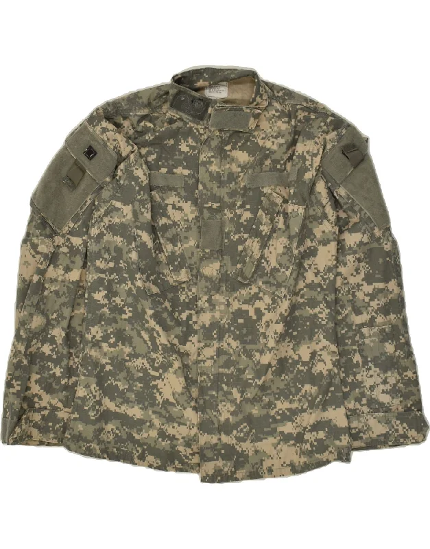 Men's Coats with Adjustable SleevesVINTAGE Mens Military Jacket UK 36 Small Beige Camouflage Cotton