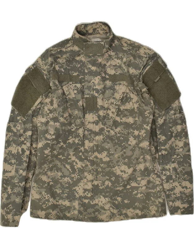 Men's Coats with Velcro ClosuresVINTAGE Mens Military Jacket UK 36 Small Khaki Camouflage Cotton