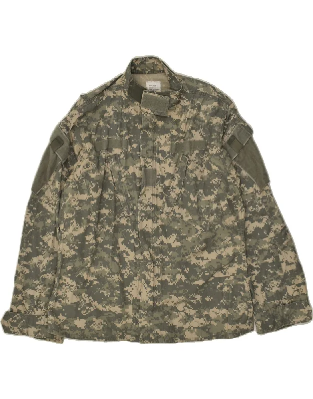 Men's Coats with Quilted LiningVINTAGE Mens Military Jacket UK 38 Medium Grey Camouflage Cotton