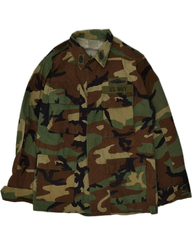 Men's Coats with Magnetic ClosuresVINTAGE Mens Military Jacket UK 38 Medium Khaki Camouflage