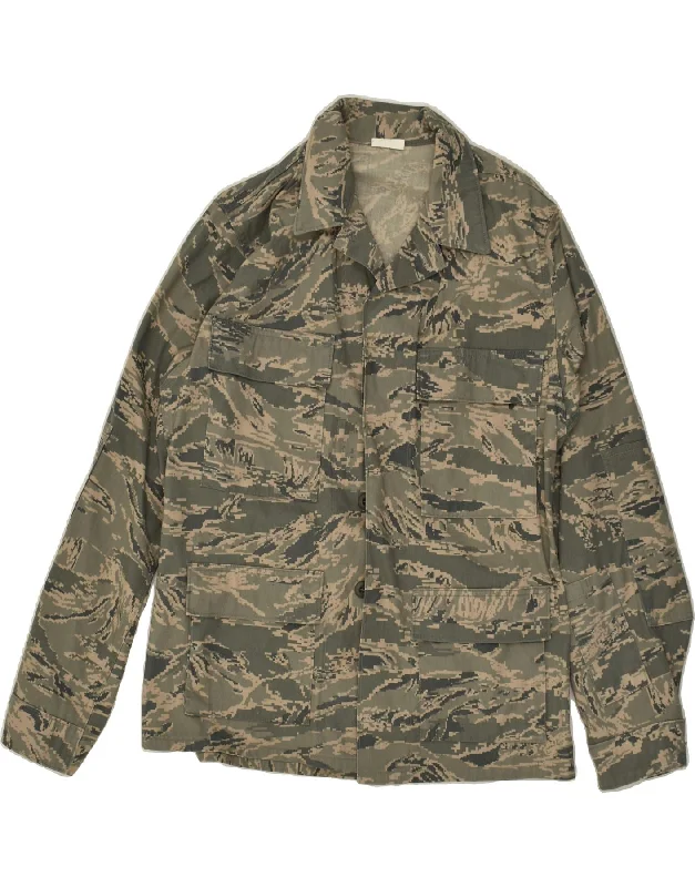 Men's Coats with Multi-Pocket DesignVINTAGE Mens Military Jacket UK 38 Medium Khaki Camouflage Cotton