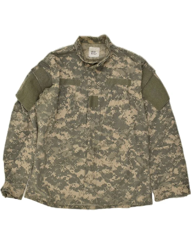 Men's Coats with Velcro ClosuresVINTAGE Mens Military Jacket UK 38 Medium Khaki Camouflage Cotton