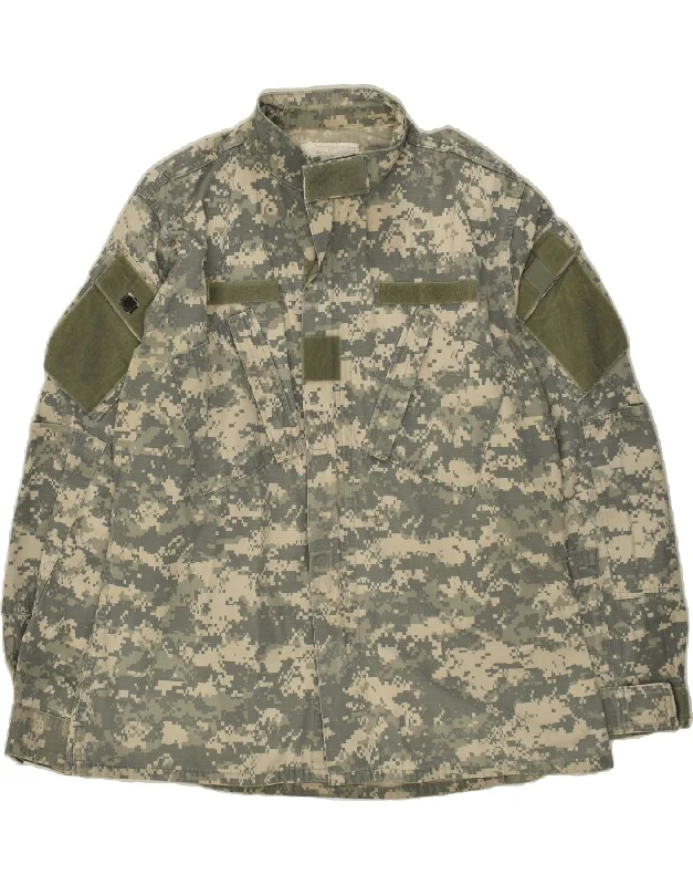 Men's Coats for SpringVINTAGE Mens Military Jacket UK 40 Large Grey Camouflage Cotton