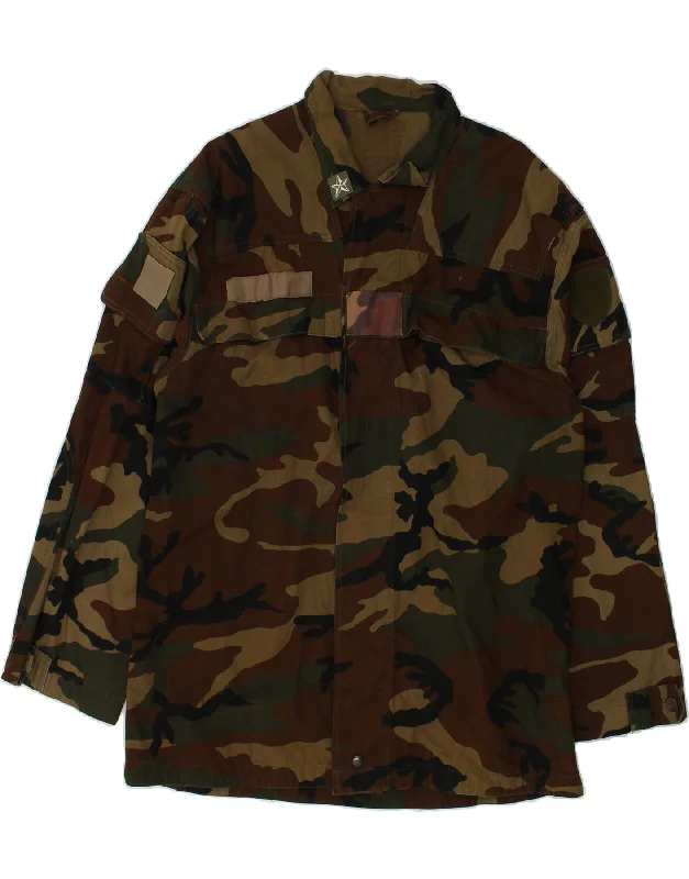 Men's Coats with Flannel LiningVINTAGE Mens Military Jacket UK 42 XL Brown Camouflage Army