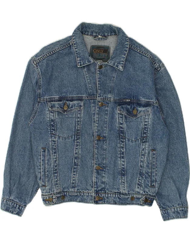 Unique Men's Flight JacketsVINTAGE Mens Oversized Denim Jacket UK 36 Small Blue Cotton