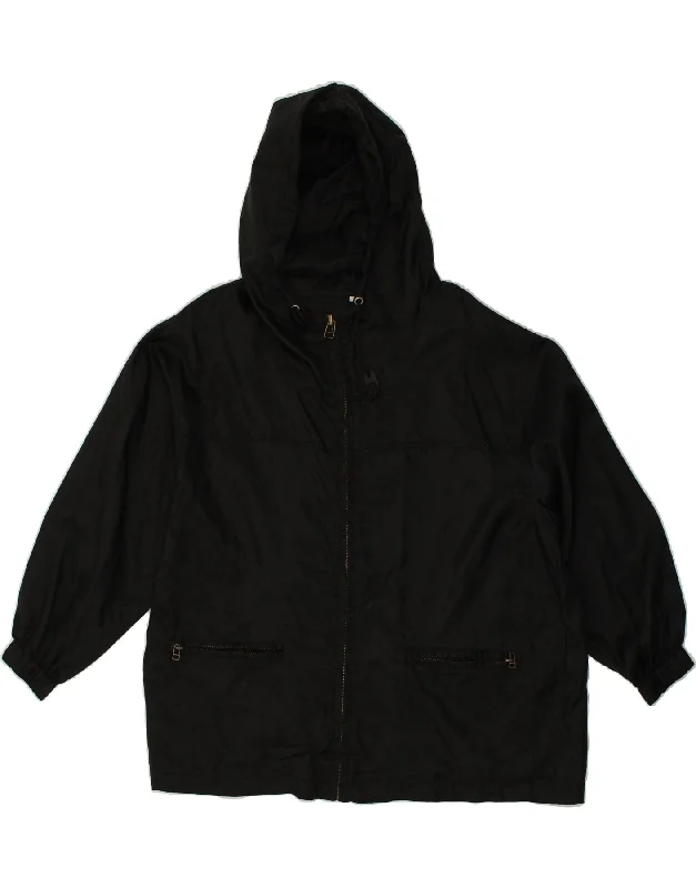 Men's Coats for Snowy WeatherVINTAGE Mens Oversized Hooded Rain Jacket UK 36 Small Black Nylon