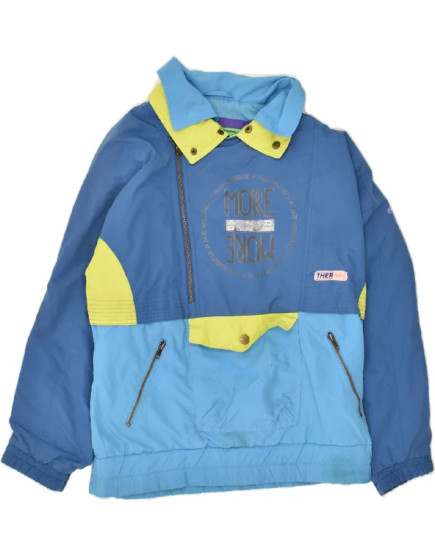 Men's Coats for Rainy WeatherVINTAGE Mens Pullover Windbreaker Jacket UK 38 Medium Blue Colourblock