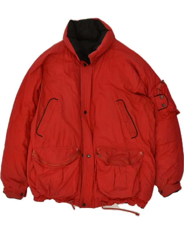Stylish Men's Biker JacketsVINTAGE Mens Reversible Padded Jacket UK 40 Large Red Cotton