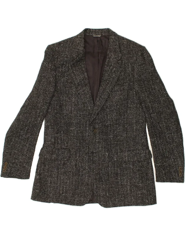 Men's Coats with Breathable FabricVINTAGE Mens Slim 1 Button Blazer Jacket IT 54 2XL Grey Wool