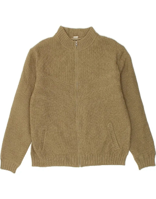 Stylish Men's Biker JacketsVINTAGE Mens Slim Knit Bomber Jacket UK 44 2XL Beige Acrylic