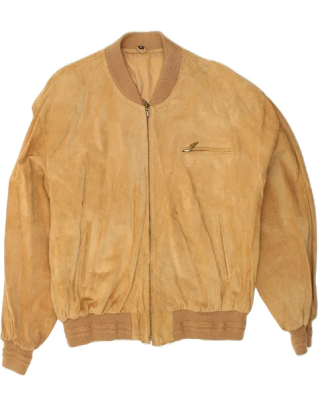 Men's Coats for Big and TallVINTAGE Mens Suede Bomber Jacket IT 46 Small Brown Leather