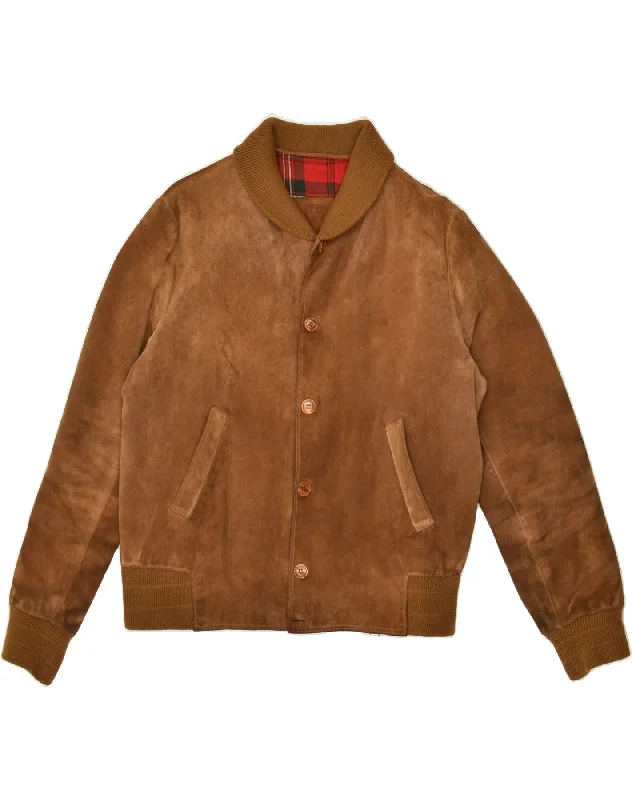 Waterproof Men's ParkasVINTAGE Mens Suede Bomber Jacket UK 36 Small Brown