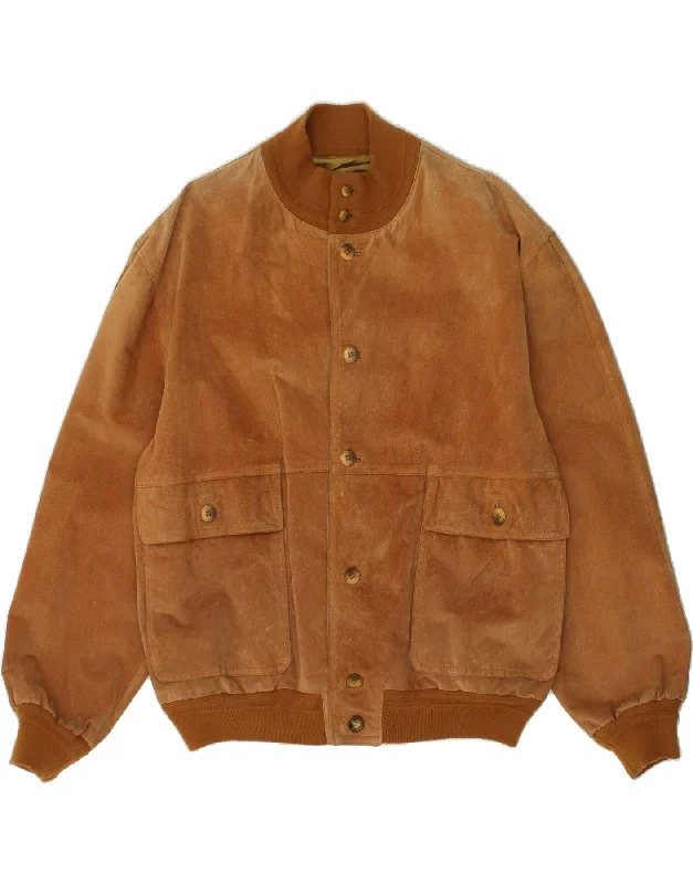 Men's Coats for Mild WeatherVINTAGE Mens Suede Bomber Jacket UK 42 XL Brown Leather