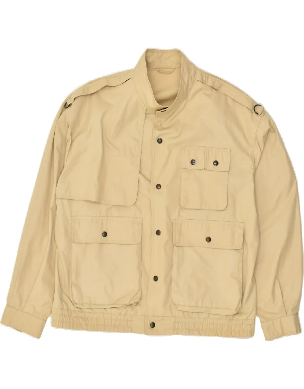 Men's Coats with Relaxed FitsVINTAGE Mens Utility Jacket UK 38 Medium Beige Polyester