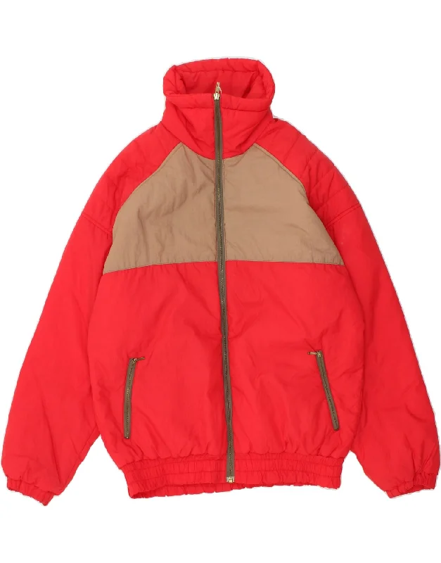 Men's Coats with Adjustable HemsVINTAGE Mens Windbreaker Jacket IT 48 Medium Red Colourblock Sports