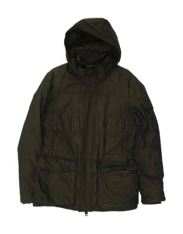 Men's Coats for Casual WearWOOLRICH Mens Hooded Padded Jacket UK 34 XS Khaki Polyester