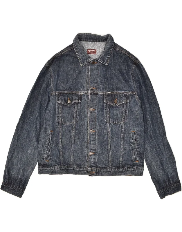 Men's Coats with Hidden PocketsWPM Mens Denim Jacket UK 44 2XL Blue Cotton