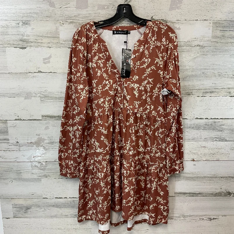 Long-Sleeve DressDress Casual Short By Allegra K In Orange, Size: M