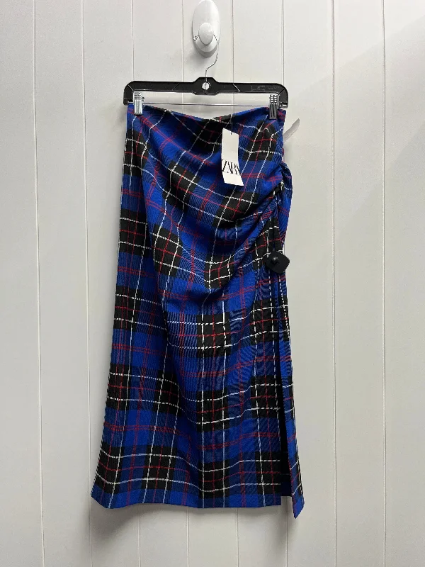 Laced DressDress Casual Short By Zara In Blue & Red, Size: L