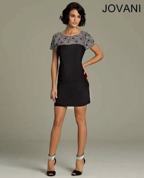 women's sheath dressesJovani 92203 Short Sleeve Cocktail Dress